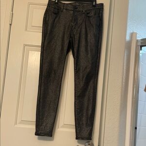White House Black Market Shimmering Black Skinny Jeans